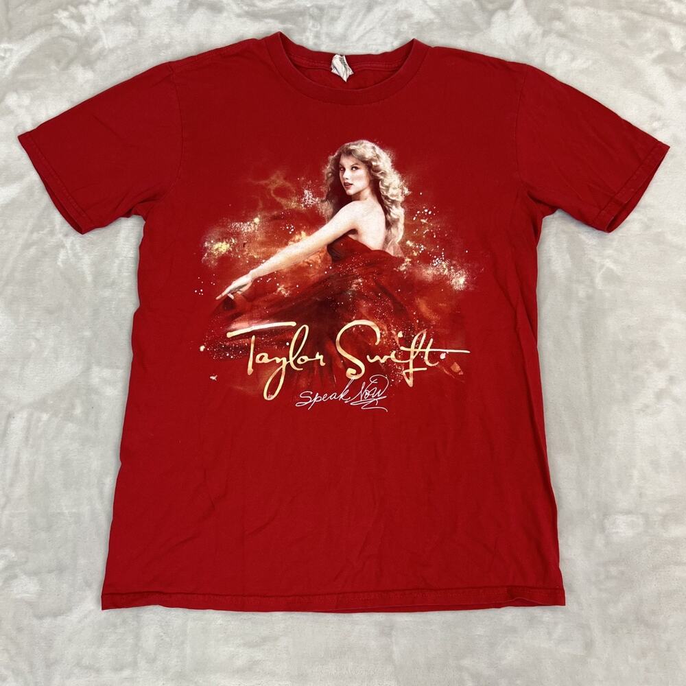 Taylor Swift Shirt Adult Small Red Speak Now 2011 Tour Concert Double Sided READ